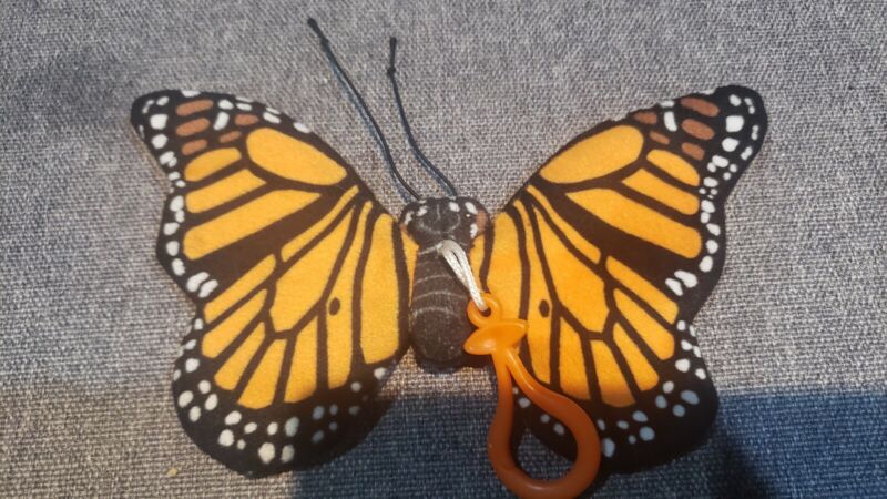 Pre-owed WWF  Orange Fabric Monarch Butterfly Keychain 