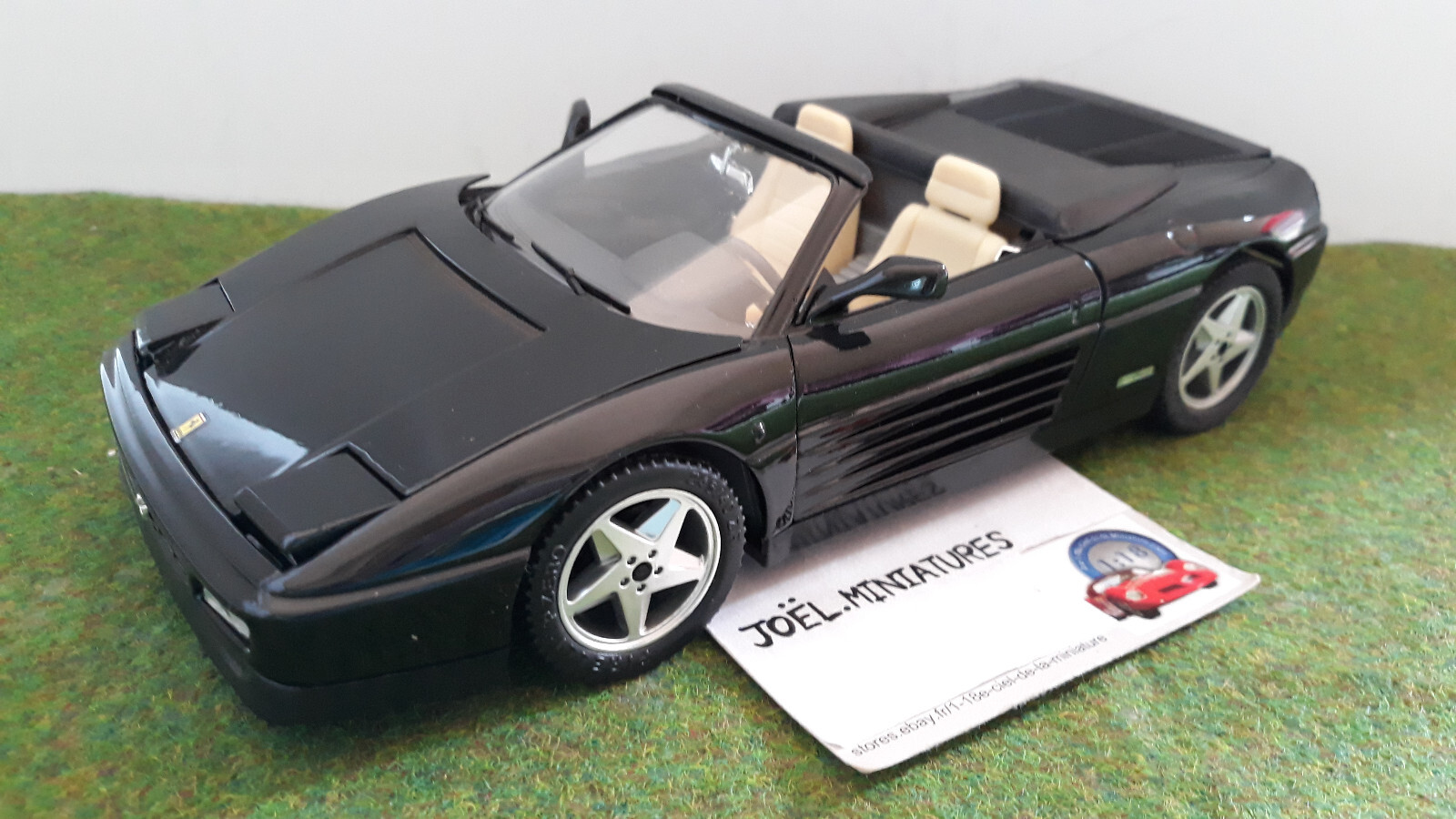 FERRARI 348 SPIDER cabriolet ouvert open 1989 noire 1/18