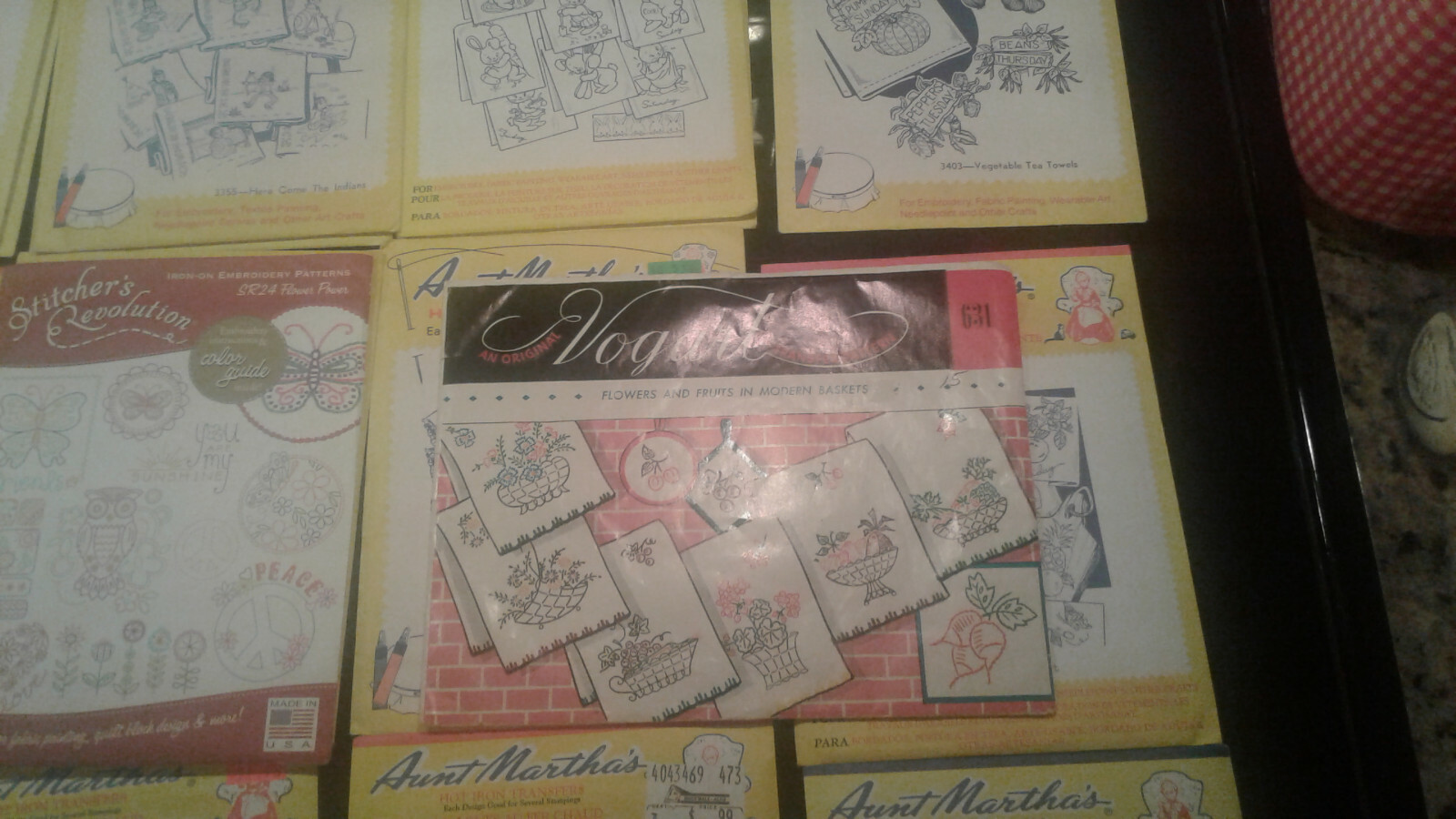 50 Vintage Aunt Martha & Vogart IRON-ON TRANSFERS, 50 pkgs. 22 unopened, 28 cut