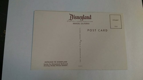 Disneyland California Entrance Santa Fe Railroad Mickey Mouse 1955 Postcard