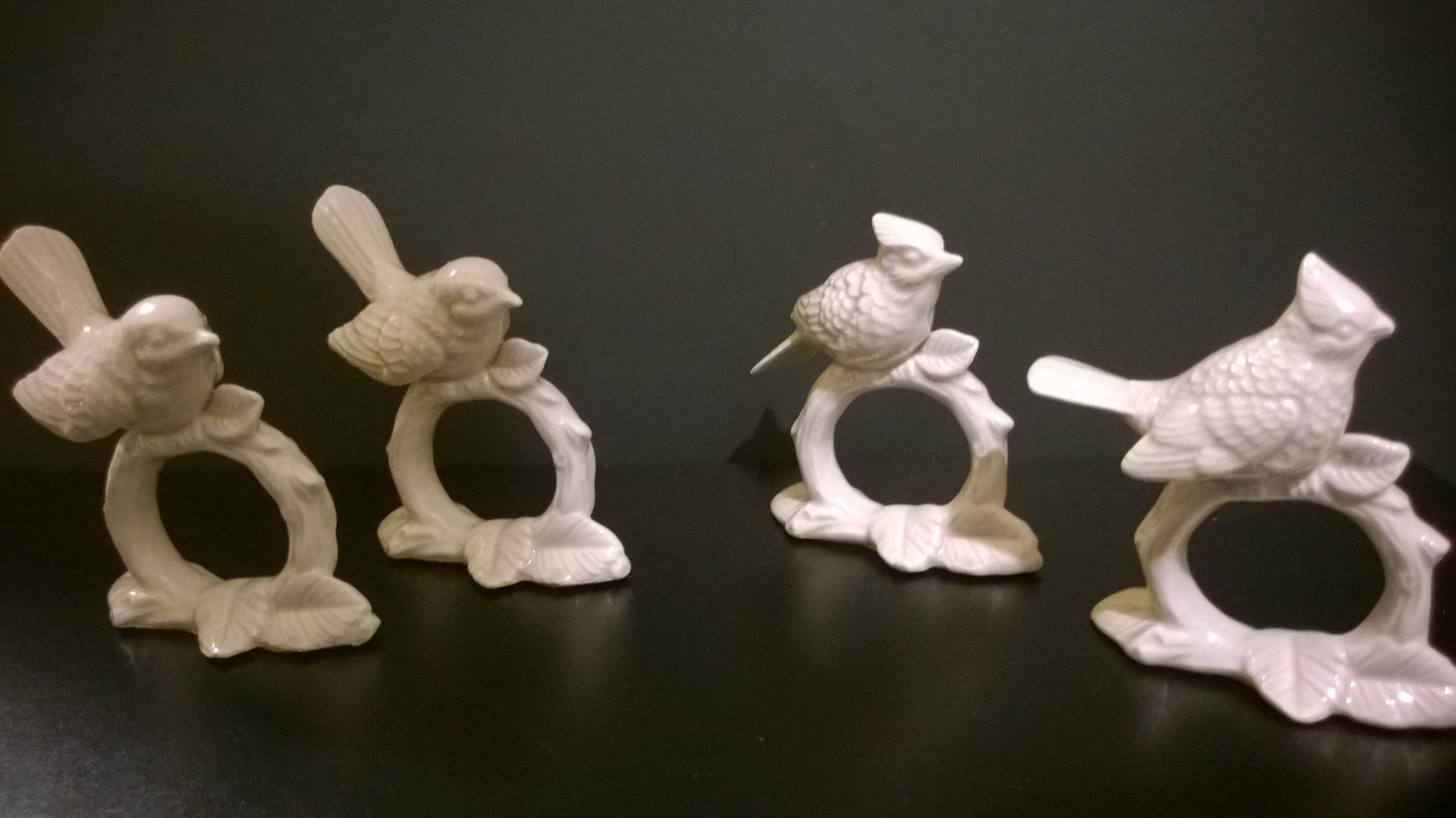 Fitz & Floyd Napkin Ring Holder Bird White Porcelain Set Of 4 Japan