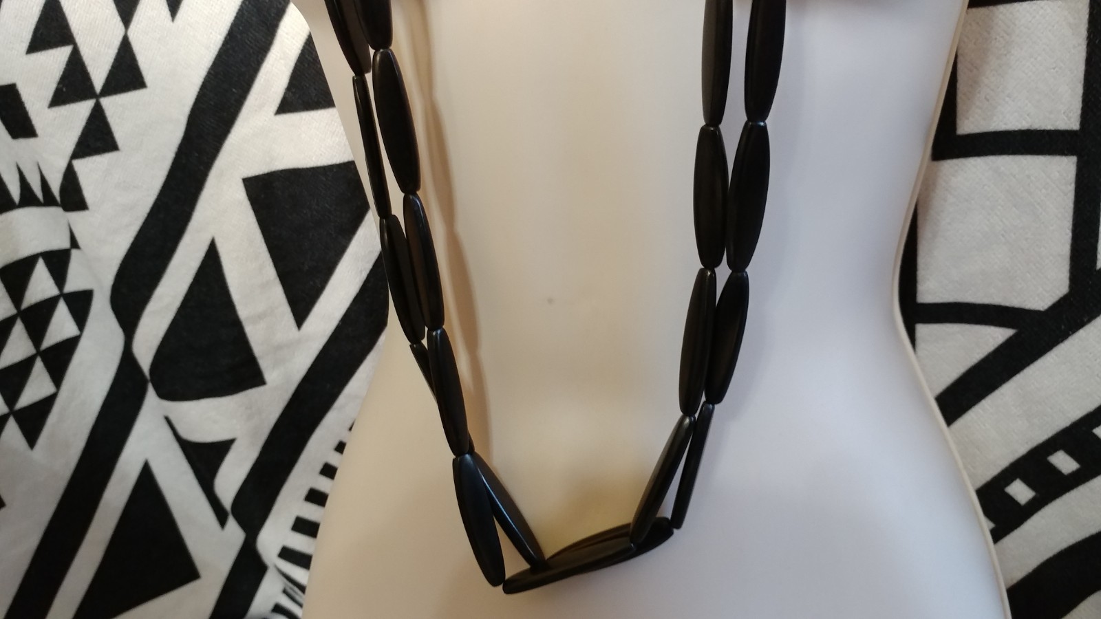 Vintage 44'' Long Double Strand Natural Horn Necklace