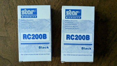 Lot Of 2 Star Micronics RC200B Ink Ribbon Black For SP200/SP298/SP500/SCP700