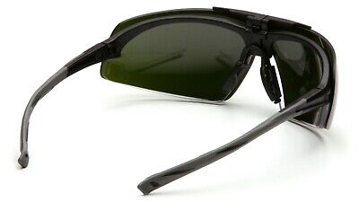 Pyramex Onix Plus Safety Glasses Clear Anti-Fog Lens and Shade 5 Flip-Up Lens