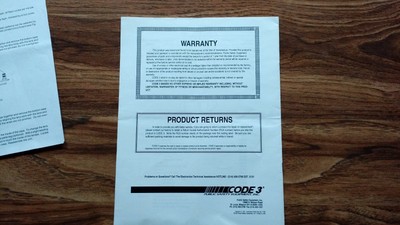 Code 3 DeckBlaster Installation and Operation Manual 4 Sections Mint Free Ship
