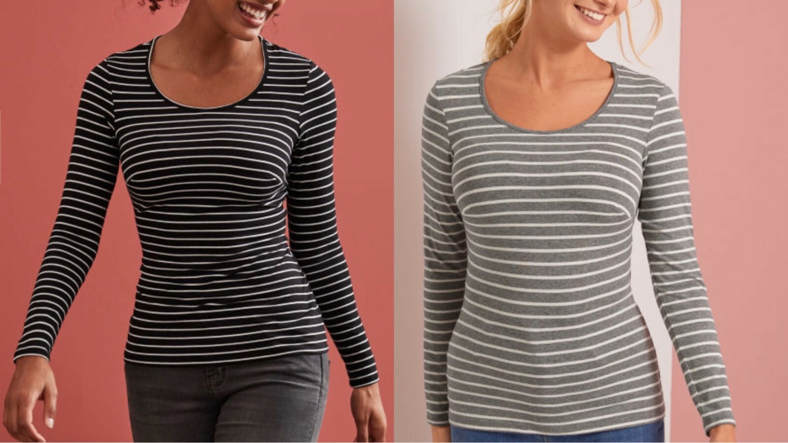 BRAVISSIMO Ava Top Stripe Long Sleeve Body Top Stretch T-shirt RRP 30 BR143