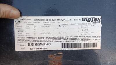 CUSTOM VIN# Trailer Data Decal Sticker ID Label Tire