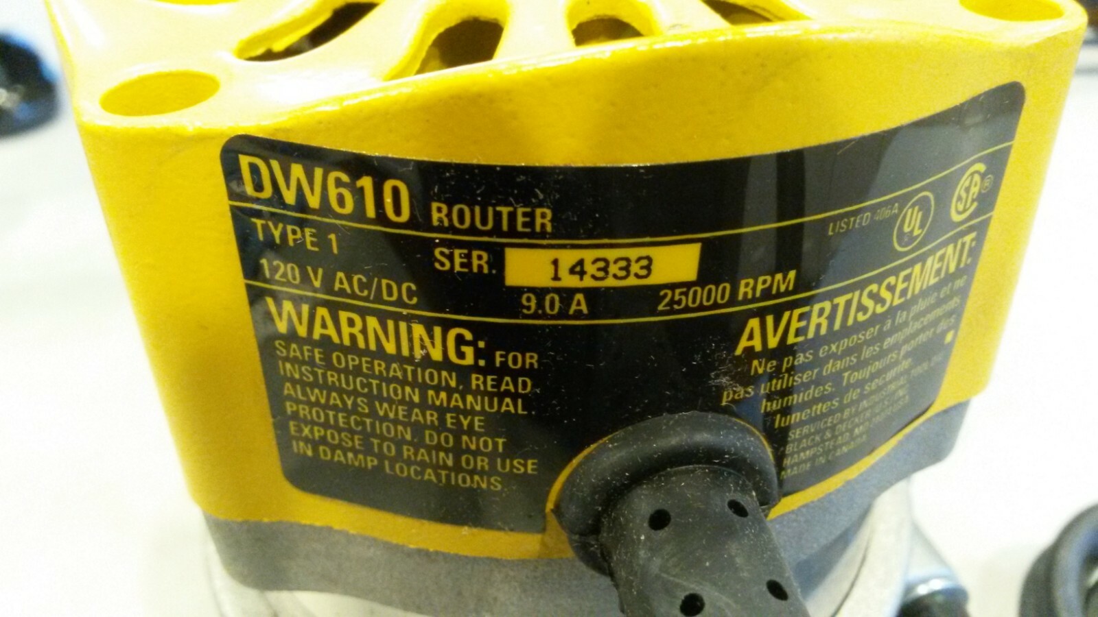 Dewalt DW610 Router.  Made in Canada.  NOS in Box from 1997