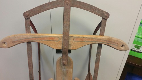 VTG Maine Wood Sled metal wall winter cabin decor weathered Speedway S. Paris