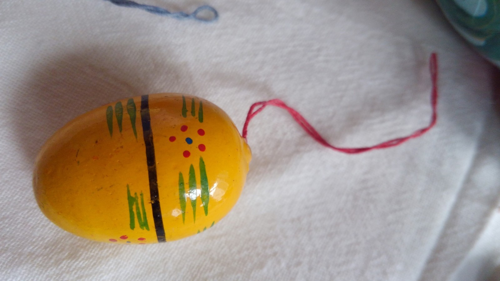 4 Vintage Hand Painted Egg Ornaments Christmas & Easter with one large paper egg