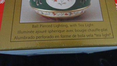 Pfaltzgraff Winterberry Ball Pierced Lighting w Tea Light Christmas Table Ball