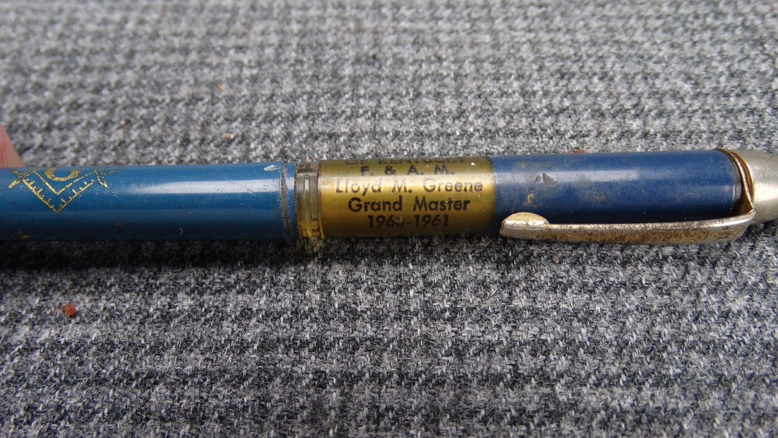 Everlast Mechanical Pencil Blue Barrel Mason's Grand Lodge of Kentucky - 1960's