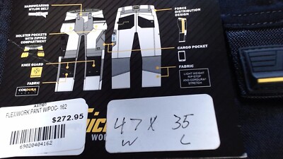 Snickers FlexiWork 6903 Pants Blk size 162 -  47'' waist 35'' inseam