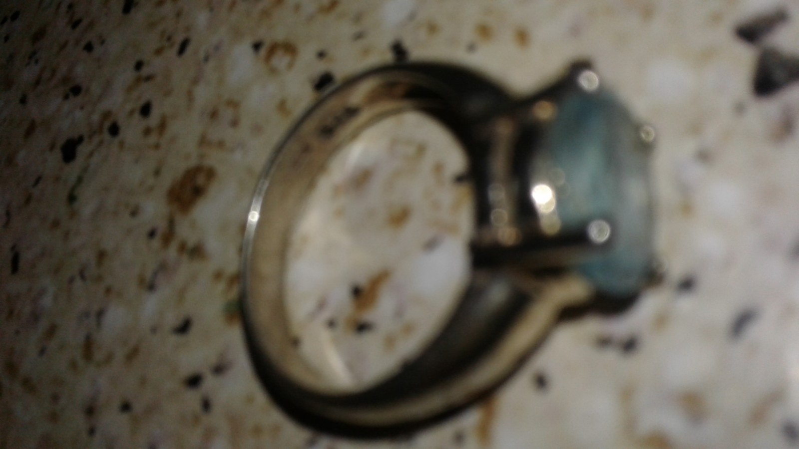 thick classy chic Sterling silver ring sz.6.5 Aquamarine