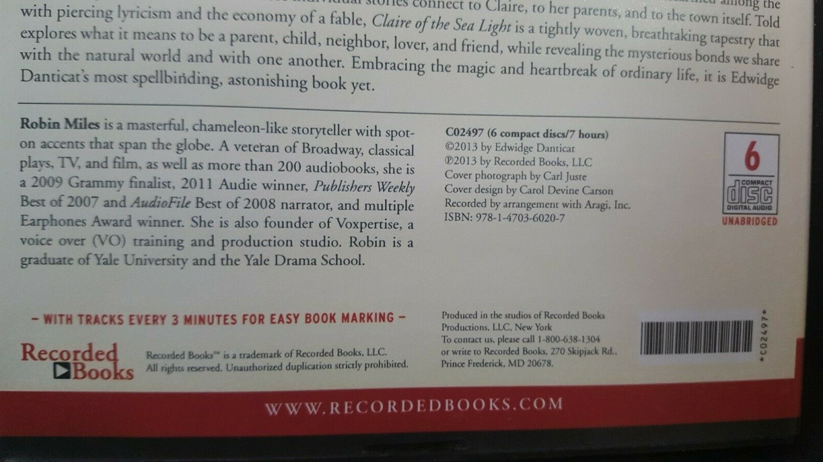 Recorded Books- Claire of the Sea Light By Edwidge Danticat 6 Disc Set