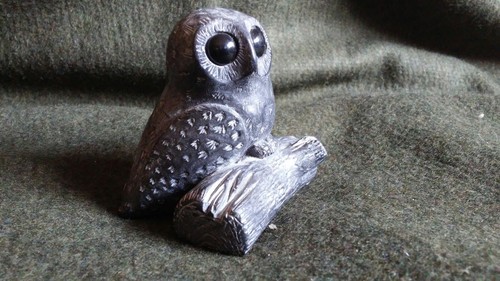 Owl figurine handcarved soapstone a6