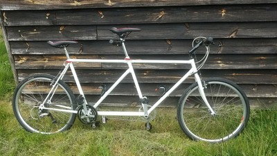 Raleigh tandem made from two singles, 21 speed, Mavic wheels