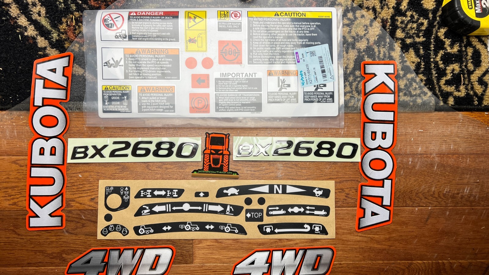 OEM Kubota BX 2680 Tractor BX Decals Kit Tractor Sticker OEM Kubota BX 2680 Tractor BX Decals Kit Tractor Sticker