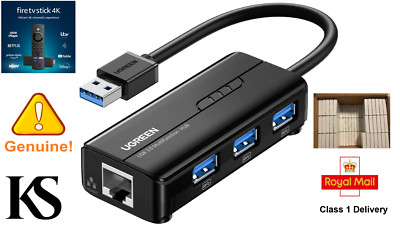 UGREEN 3 Ports USB 3.0 Hub Ethernet Adapter For Amazon Fire Stick TV and 4K