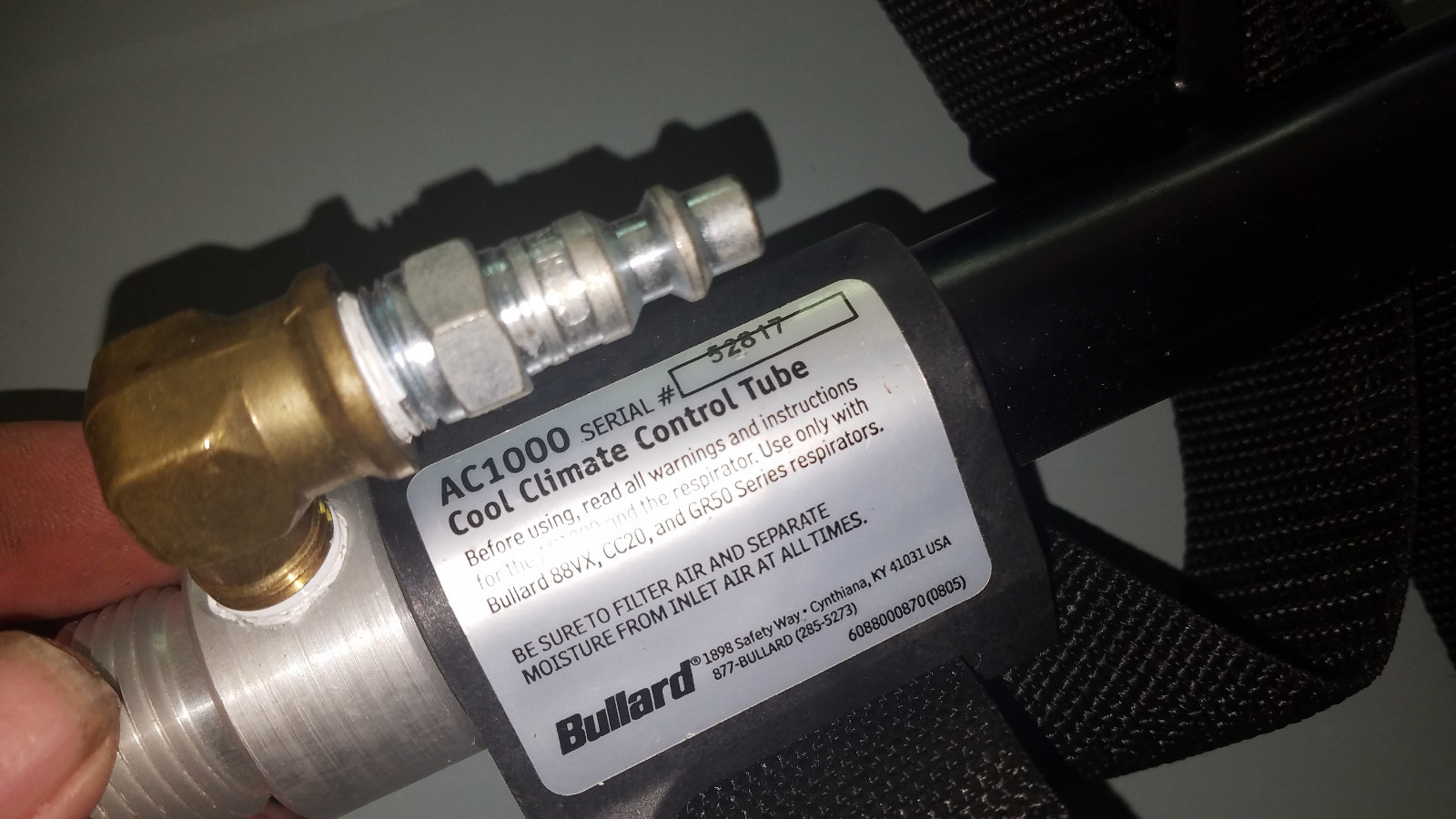 New Bullard Climate Control Tube # AC1000 For Sandblast HP Respirator Helmets.