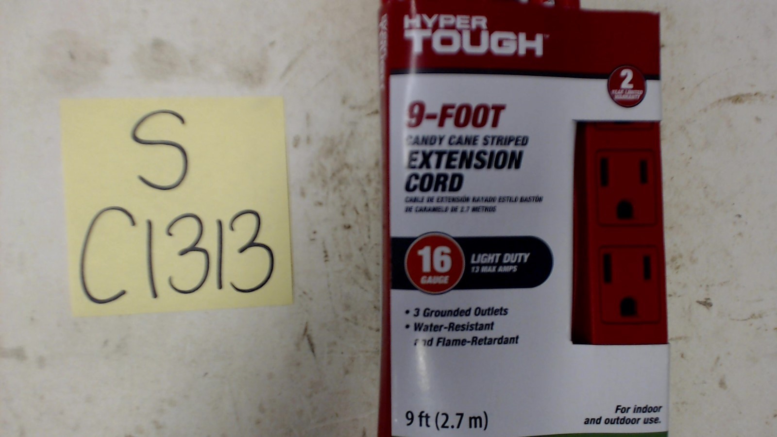 9 Foot Hyper Tough Candy Cane Extension Cord