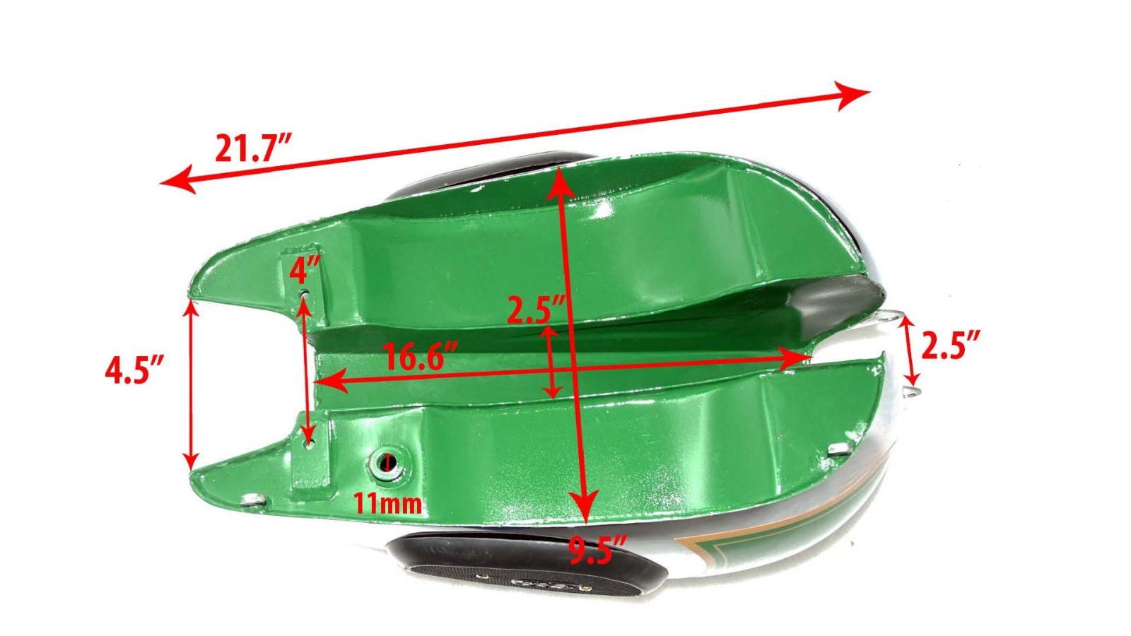 BSA B31 B33 Plunger Model Green & Chrome fuel petrol tank With Cap Tap & Knee pad