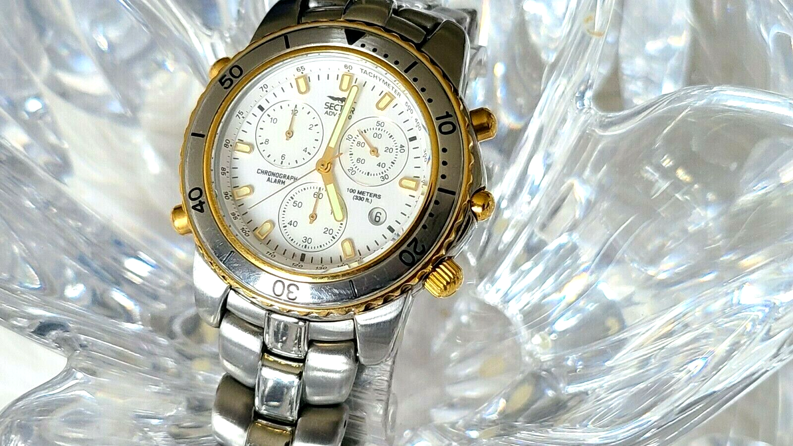 東*バ様 ゴールドシルバー八角形クォーツ腕時計 SECTOR ADV 5500 Chronograph Alarm 12 Jewels Men's Quartz Watch | eBay