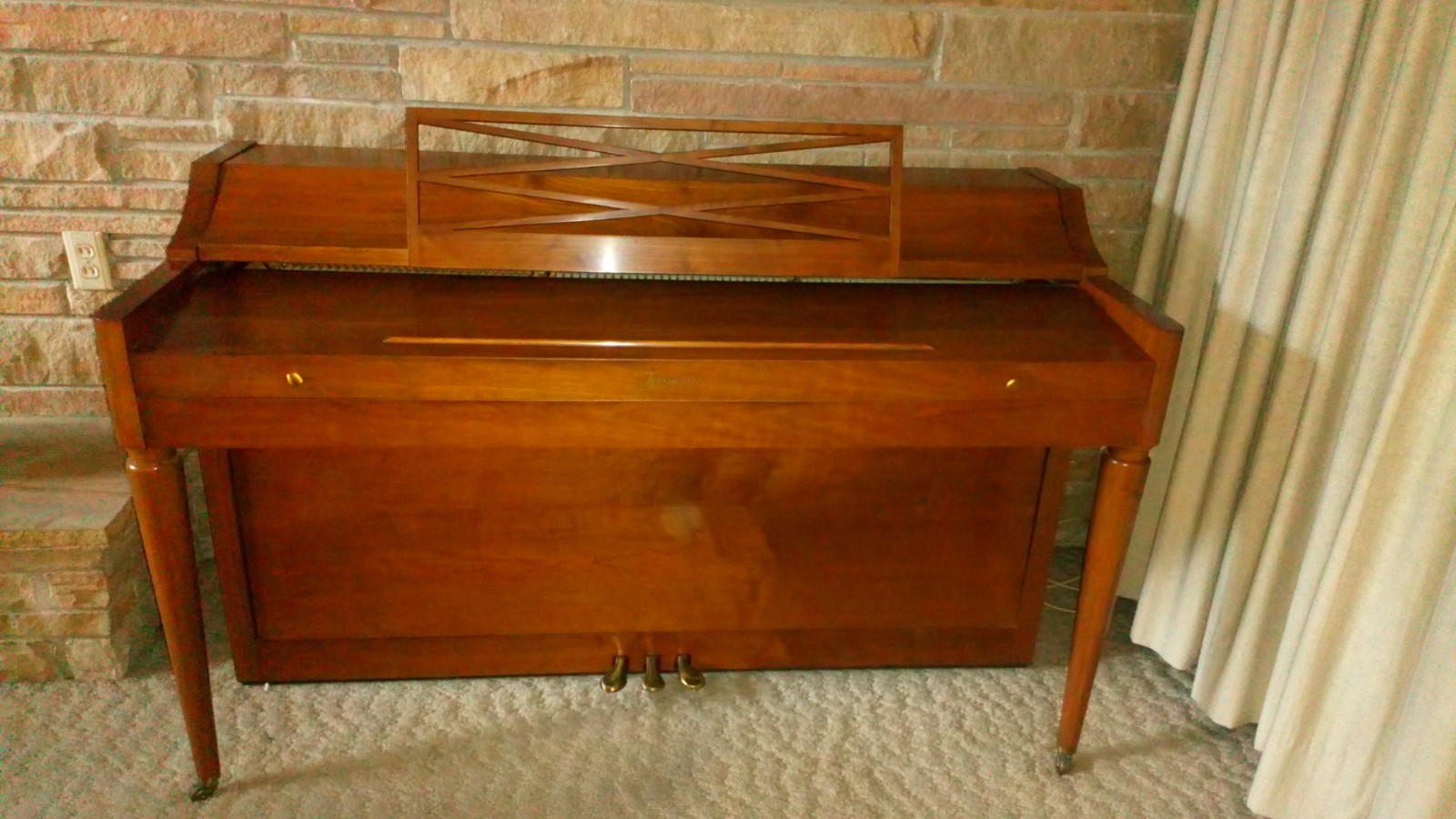 1958 BALDWIN ACROSONIC SPINET PIANO w piano bench, mid century modern pickup