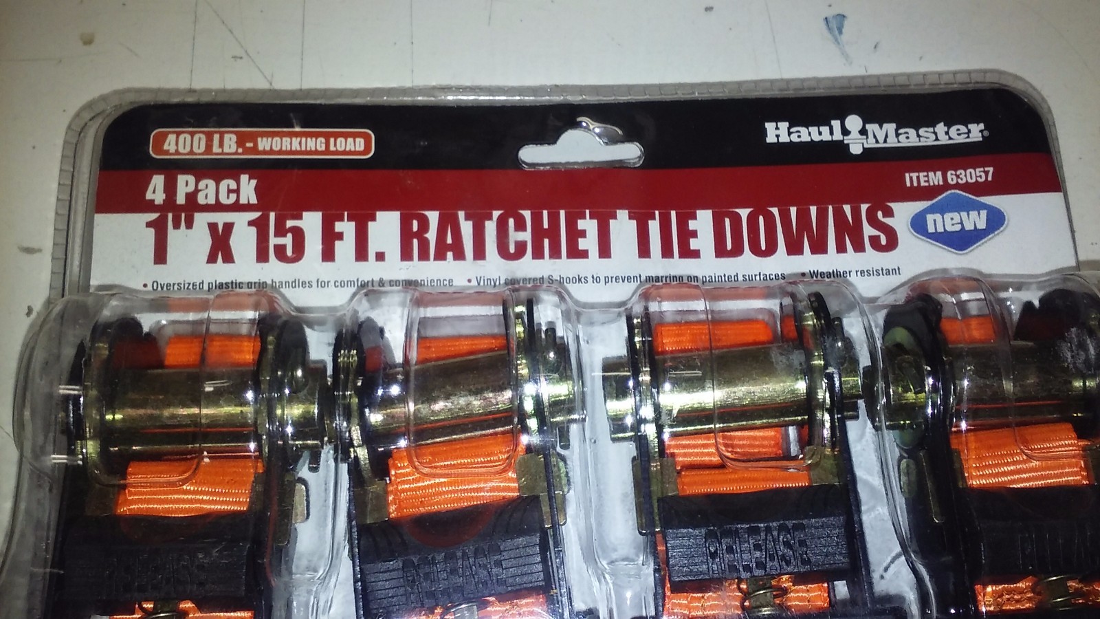 Haul Master 4 Pack, 15 Ft. Ratchet Tie Downs. 1