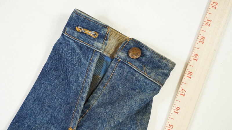 Rare Vintage BIG MAC Flannel Lined Button Front Denim Jean Jacket 90s Blue 44R