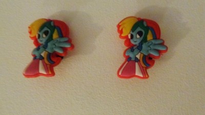 Croc Clog Shoe Charm Plugs Wrist Band Belts My Little Pony Rainbow Dash set of 2
