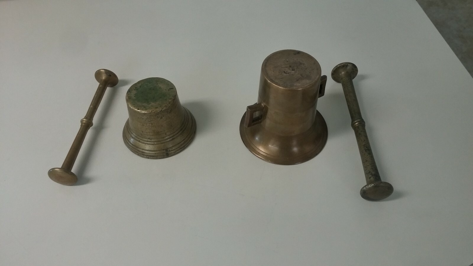 Pair Very Old Heavy Brass Mortar and Pestle Apothecary Herbalist Antique BIN OBO