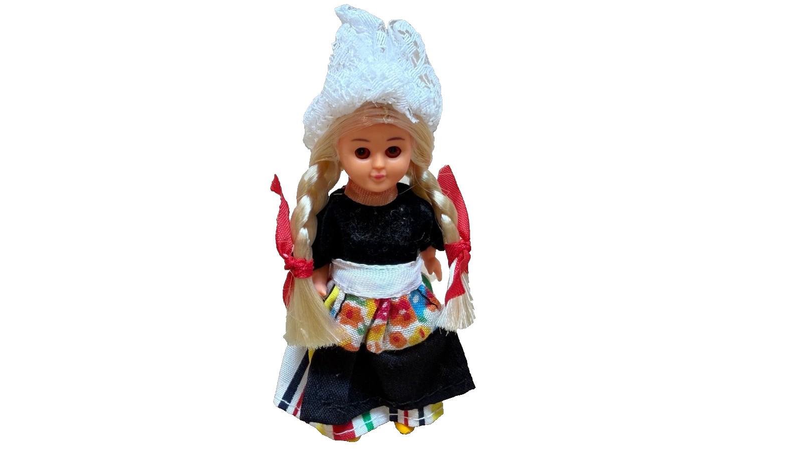 Vintage 3.5" HOLLAND DUTCH GIRL International Souvenir Doll Sleepy Eyes Costume