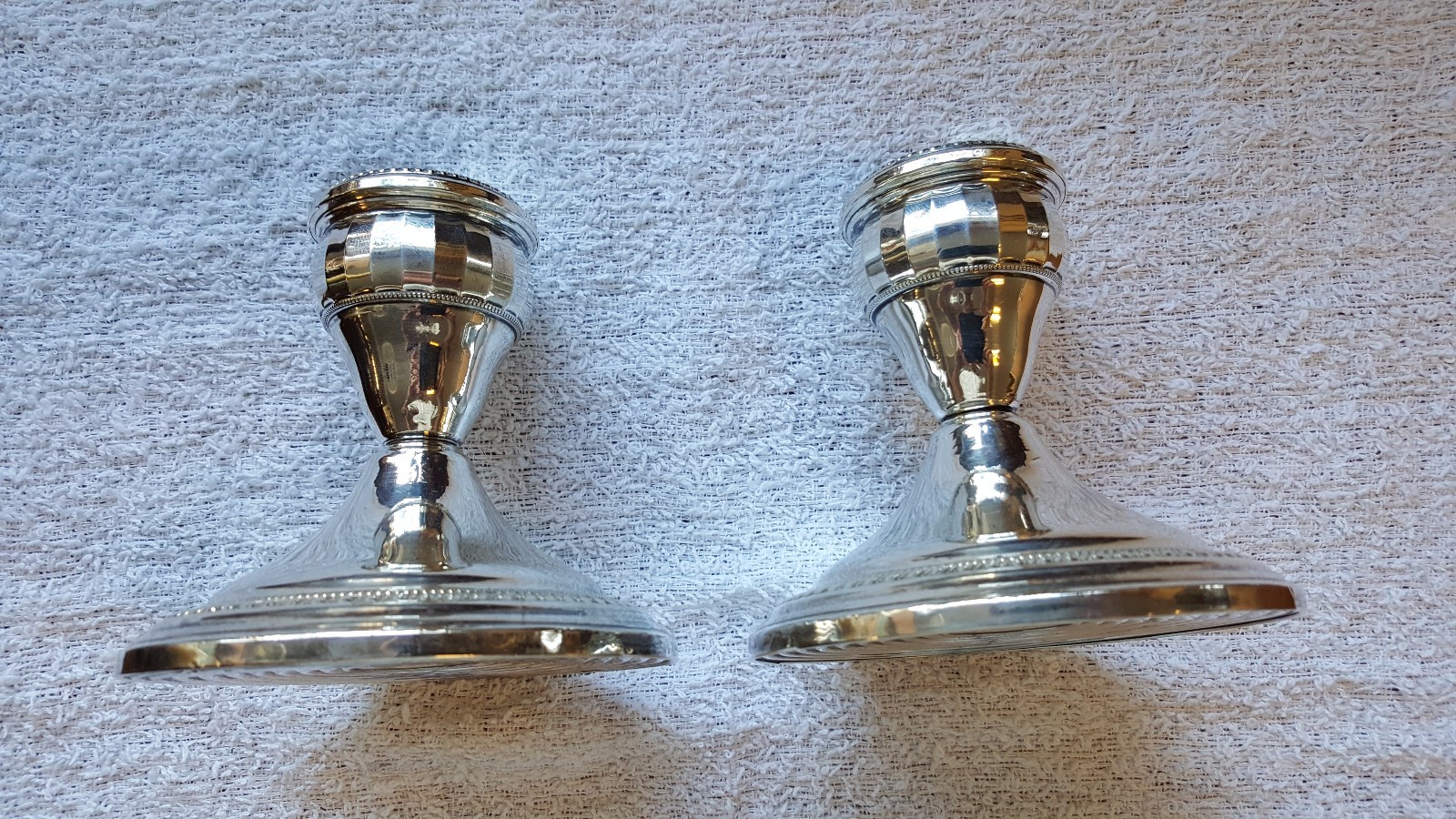 Set of 2 Crest Silver Co. Candlesticks Sterling Weighted 4
