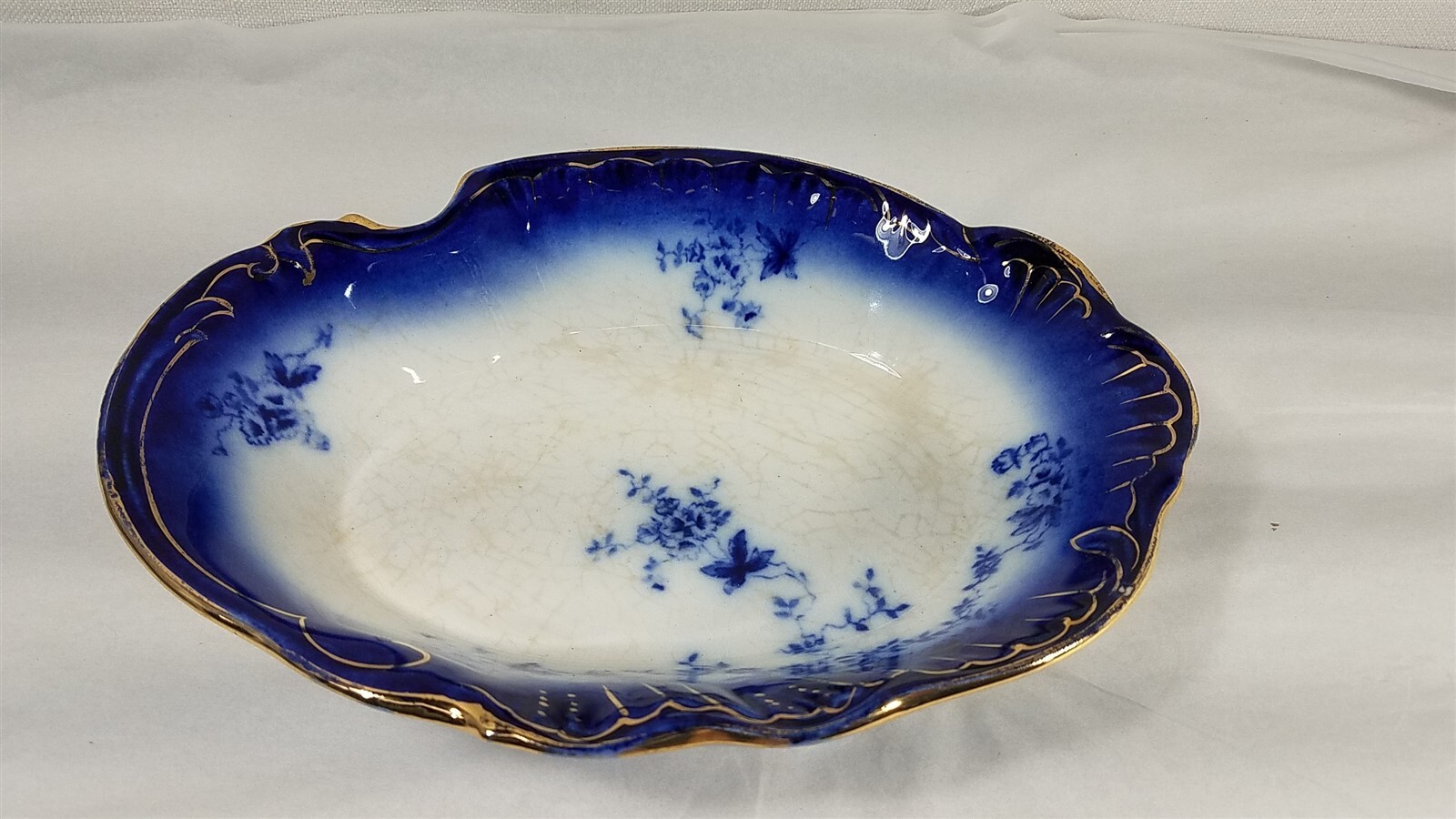 Antique Flow Blue LaBelle China Vegetable Bowl Wheeling Pottery