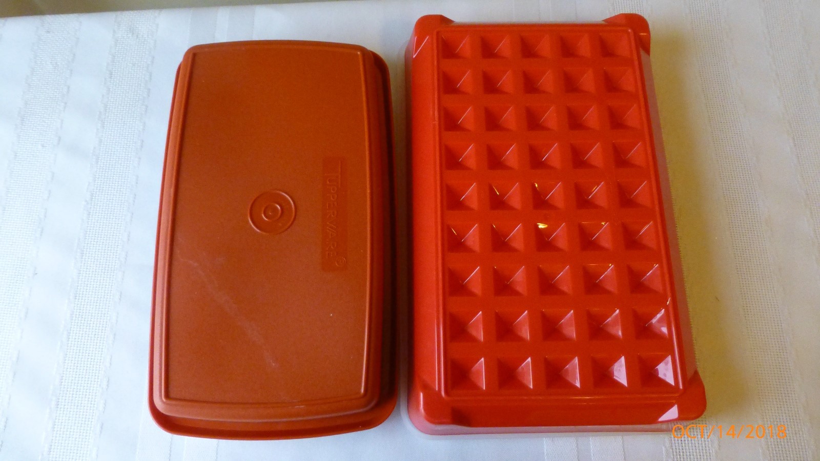 Vintage Tupperware Meat Marinade Lunch Meat Keeper Paprika Red Set of 2