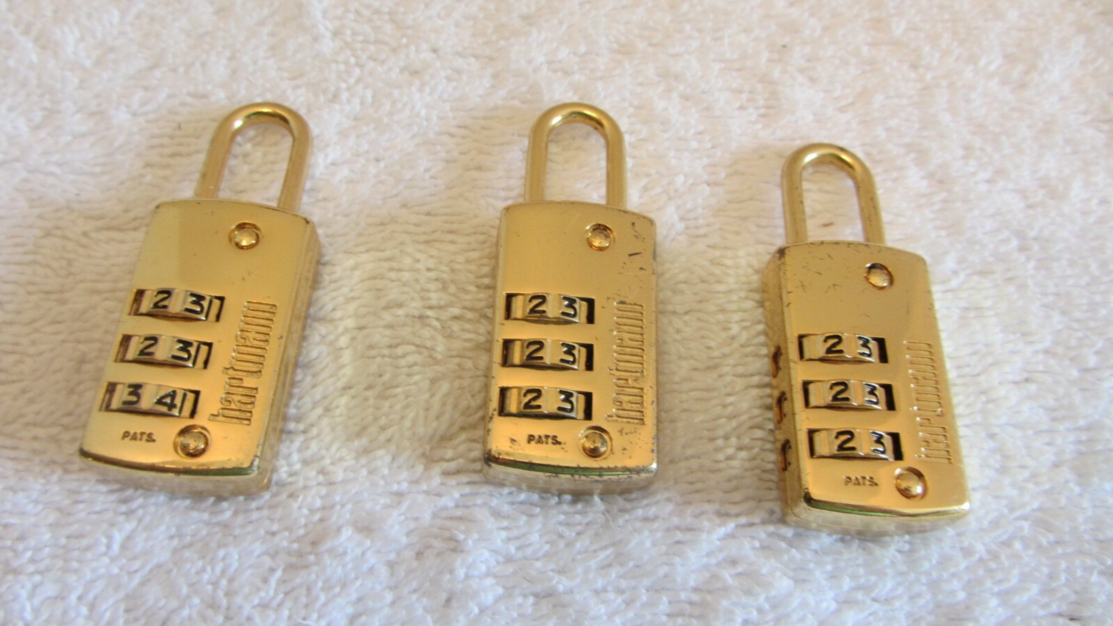 Set of 3 Hartmann Brass Combination Luggage Locks