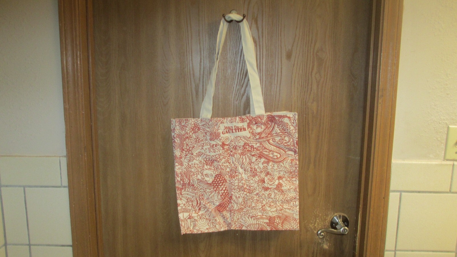 Jean Paul Gaultier Tattoo Tote Bag OS Red & Beige Canvas Jean Paul Gaultier Tattoo Tote Bag OS Red & Beige Canvas