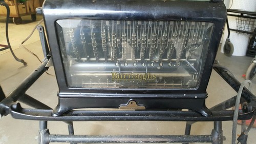 Antique Burroughs Adding Machine W/ Stand & Light