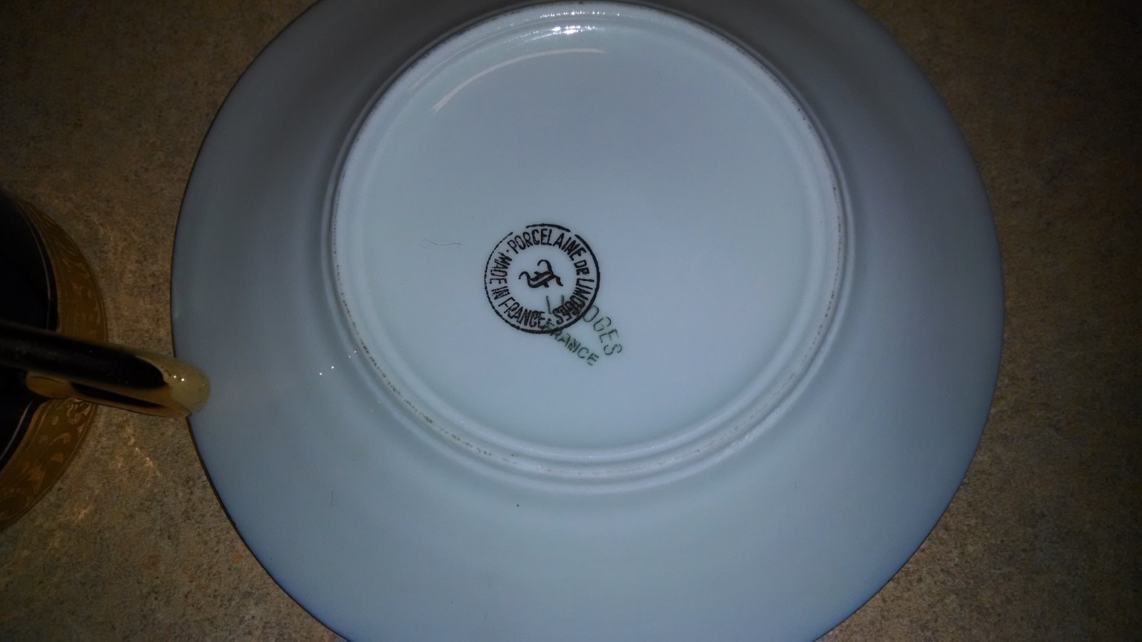 Limoges France Blue Gold Porcelain Demitasse Cup and Saucer