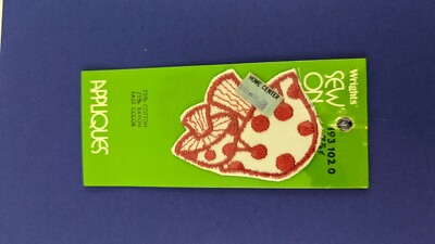 Vintage 1960's Mushrooms Sew On Patch Applique Wrights Psychelic Embroidered