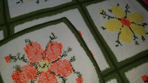 Knitted Embroidered Afghan