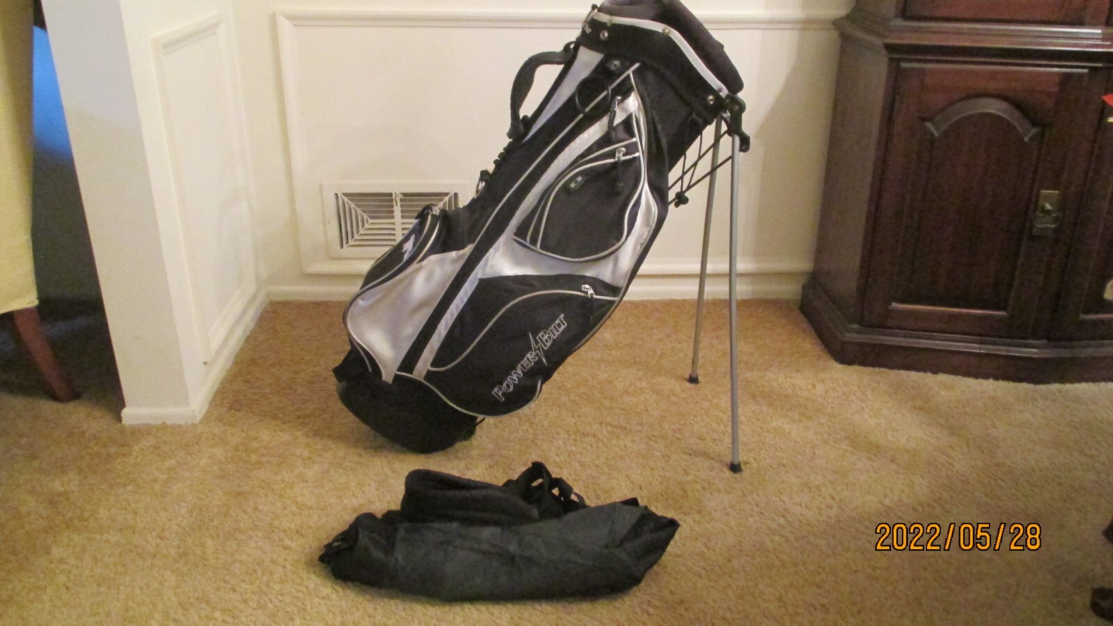 Used Power Bilt TPS Carry Stand Bag 14 Way Dual W/Rain Cover 7 Pockets