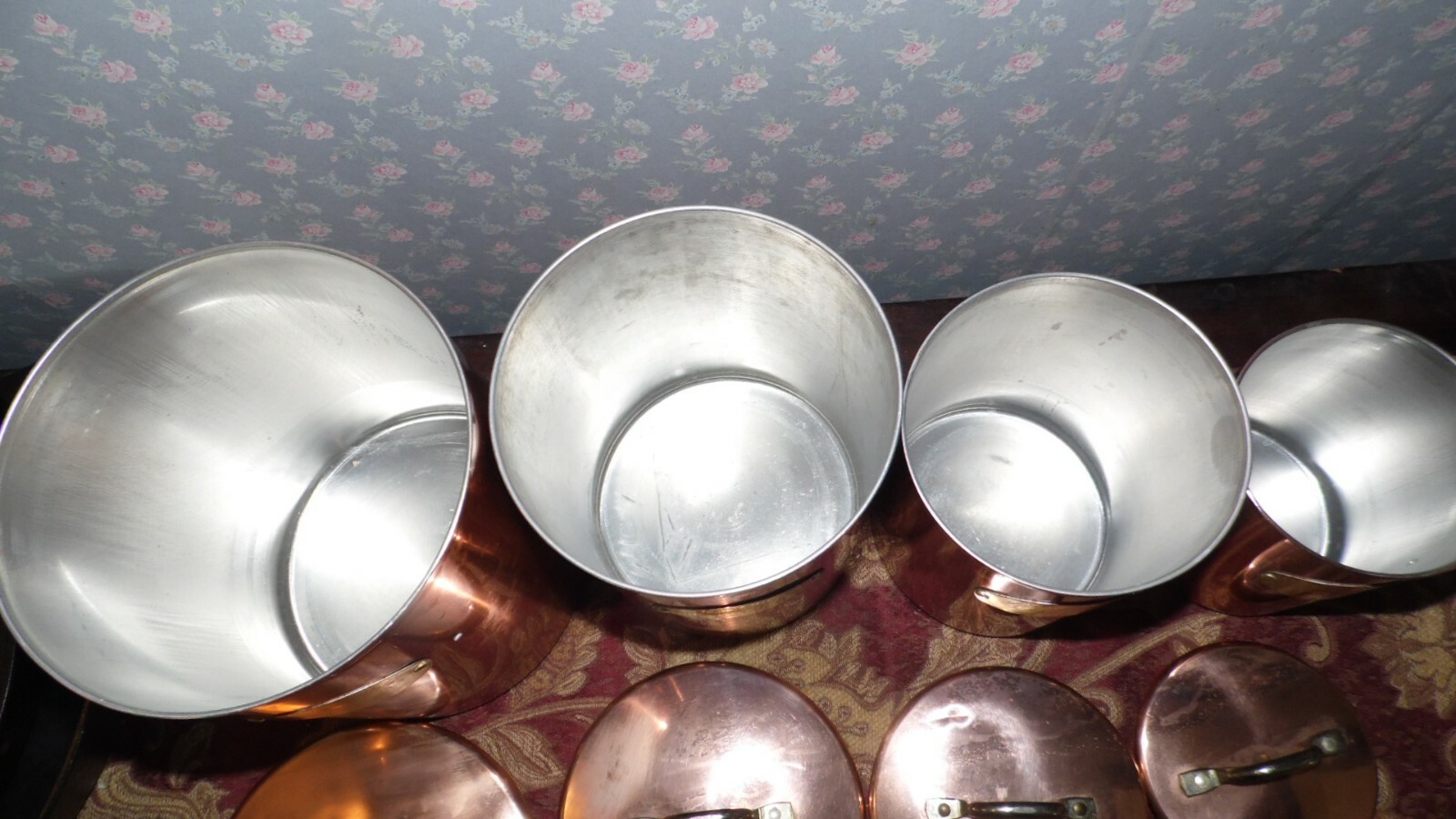 VINTAGE COPPER BRASS COLORED METAL CANISTER SET DELA CUISINE OF 4