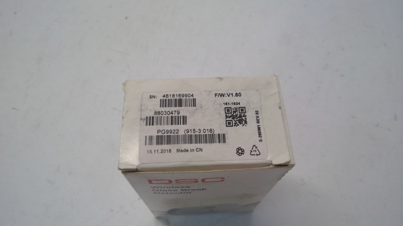 DSC "PG9922" PowerG Wireless Glass Break Detector, Wall or Ceiling Mount - NEW