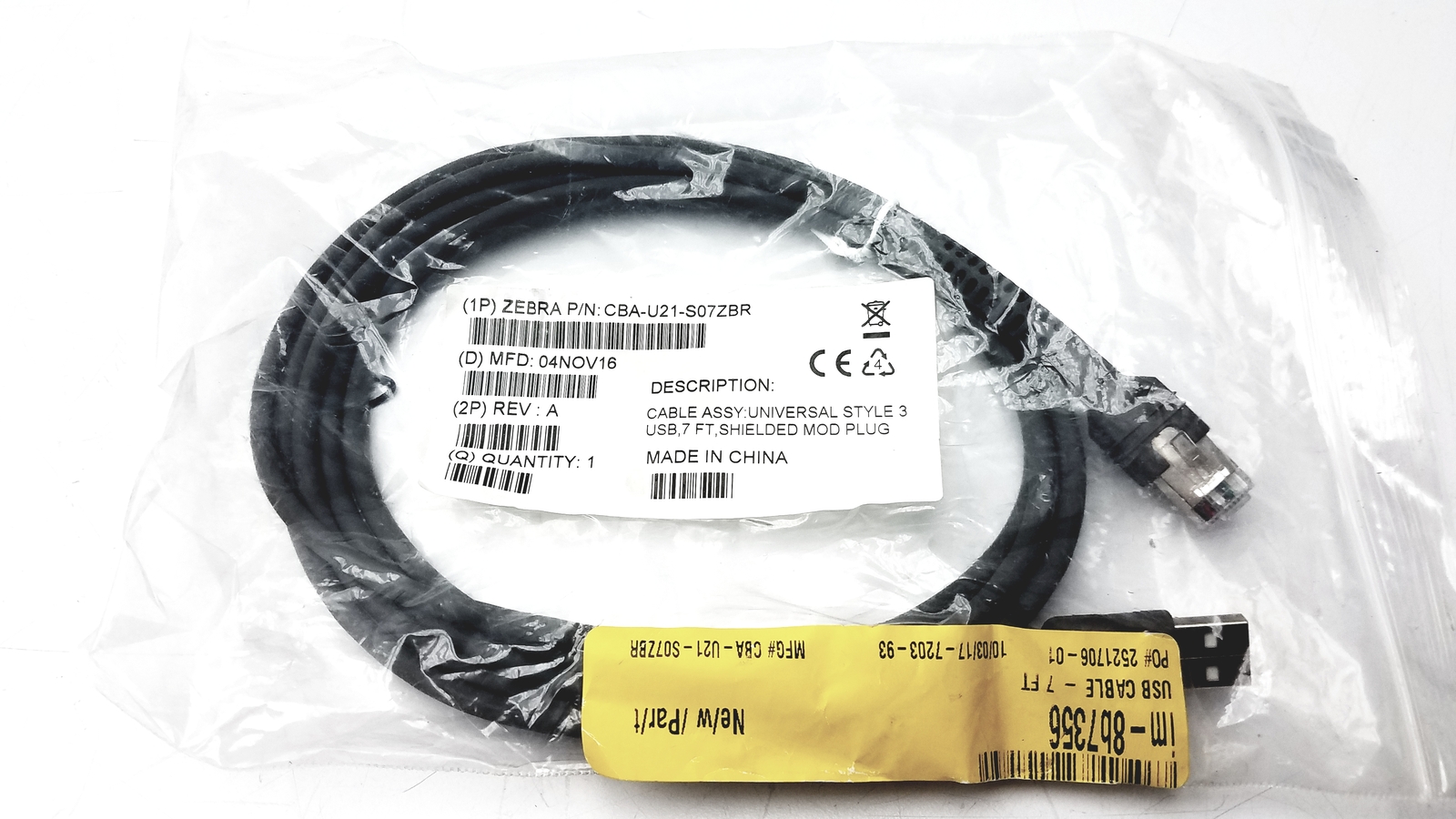 Shielded USB Cable CBA-U21-S07ZBR for Zebra Scanner