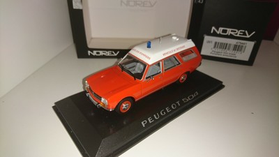 **PEUGEOT 504 BREAK POMPIERS AMBULANCE 1/43 NOREV**