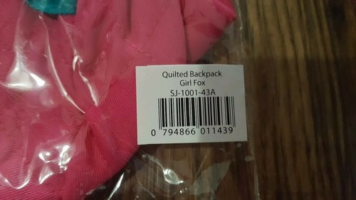 STEPHEN JOSEPH QUILTED BACKPACK GIRL FOX  NWT PINK