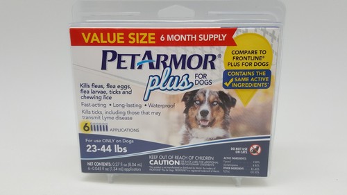 PetArmor Plus for Dogs 23-44 lbs Flea and Tick Squeeze-On Drops 6 Count Pet Care