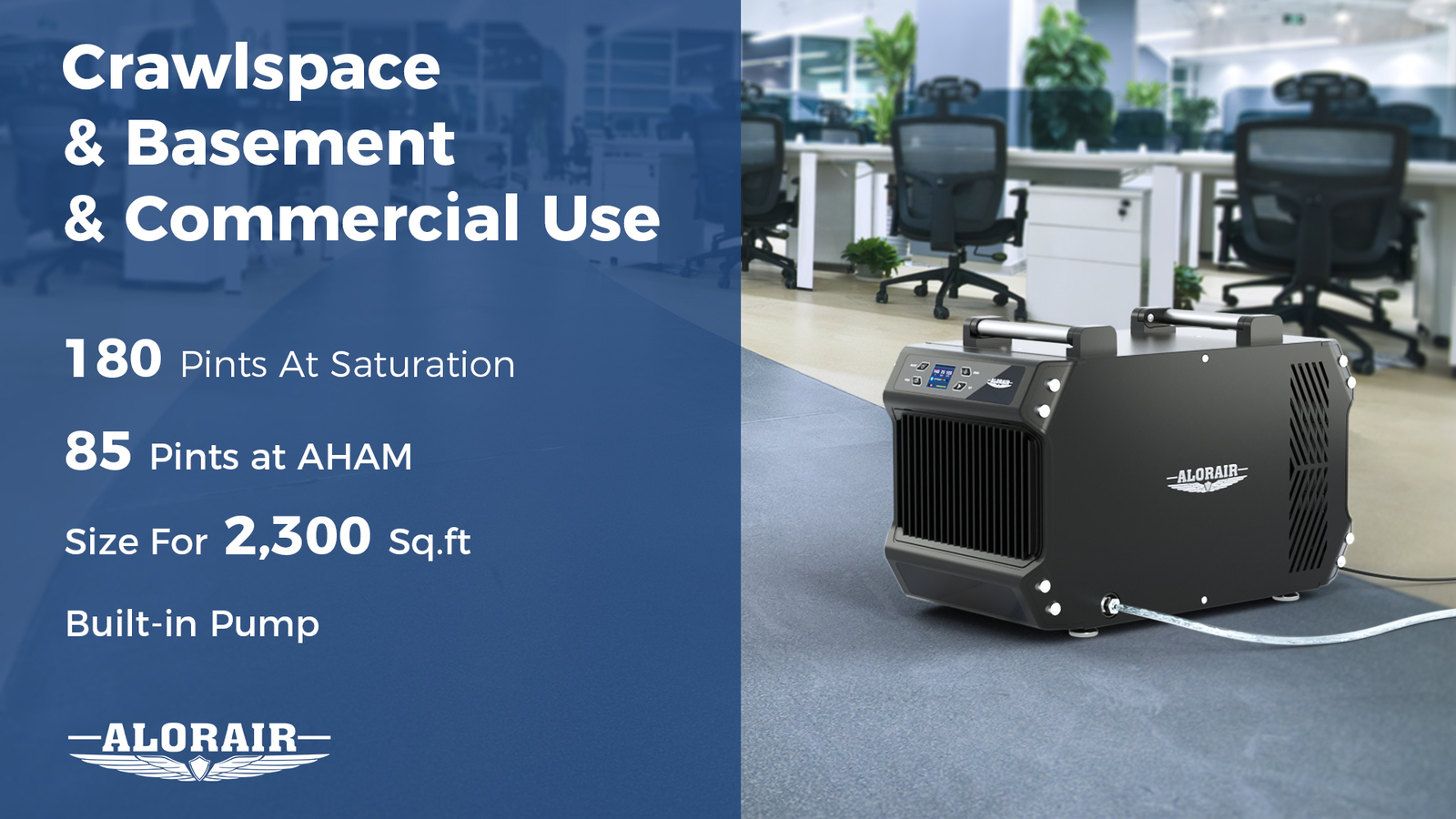 ALORAIR Crawlspace Dehumidifiers with Pump, 180 Pint Energy Star Galaxy 85P NEW